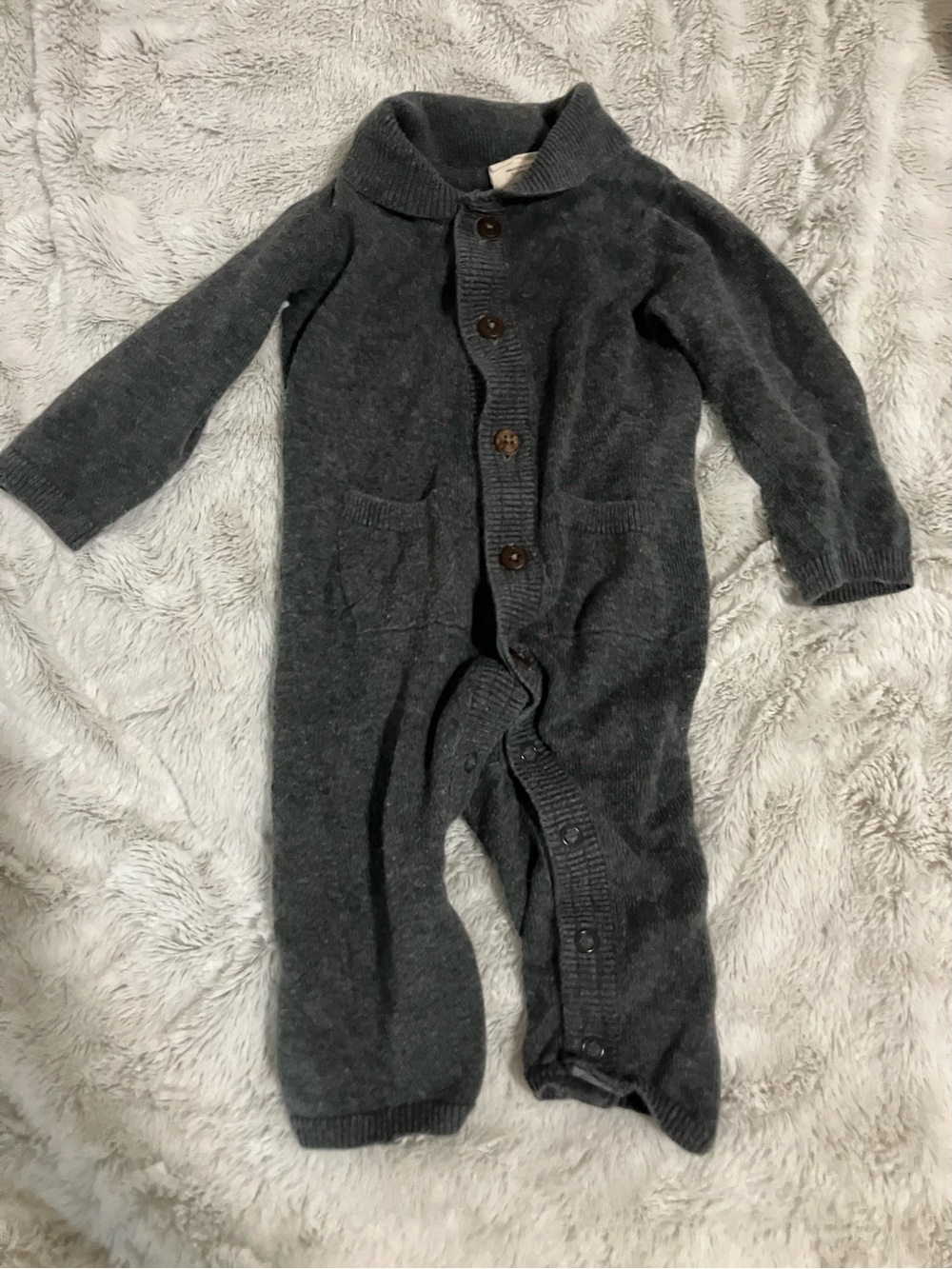 Organic Charcoal Knit One-Piece Footie for Kids